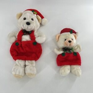 2 Vintage Rennoc Santas‎ Best Hang'n Stuff Christmas Stockings 3D Plush Bears